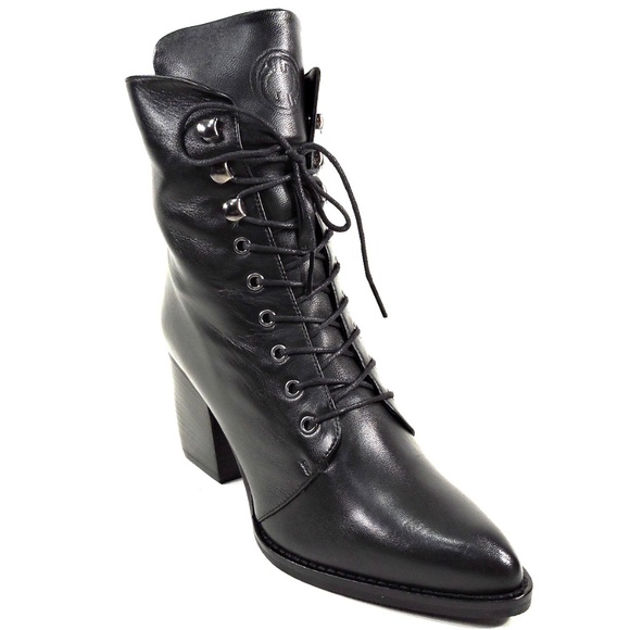 🇮🇹 ALESSANDRO DI MARIA 🇮🇹 BLACK LEATHER BOOTIE - Picture 2 of 8